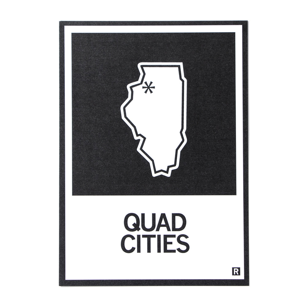 Quad Cities Illinois Outline Postcard Raygun 1476