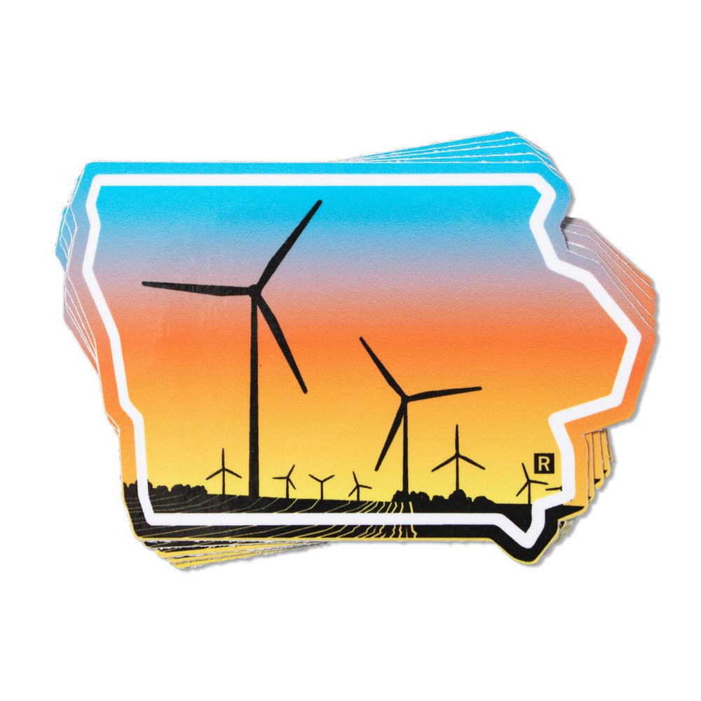 Iowa Wind Turbine Full Color Die-Cut Sticker – RAYGUN