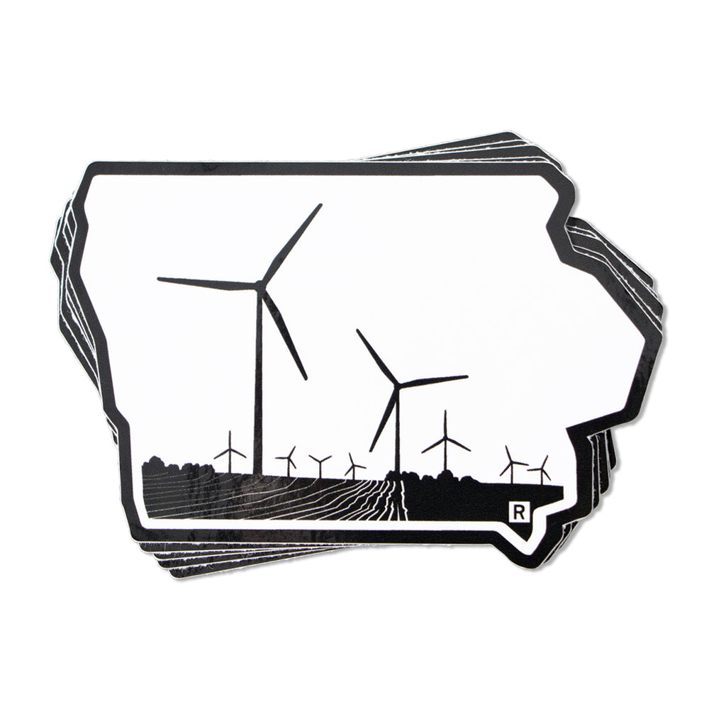 Iowa Wind Turbine Black & White Die-Cut Sticker – RAYGUN