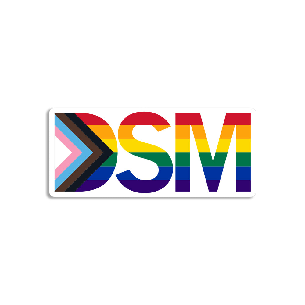 DSM Text Progress Pride Flag DieCut Sticker RAYGUN