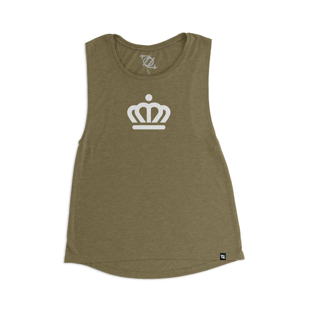 704 Shop x City of Charlotte Official Crown Muscle Tank - Army (Women's)