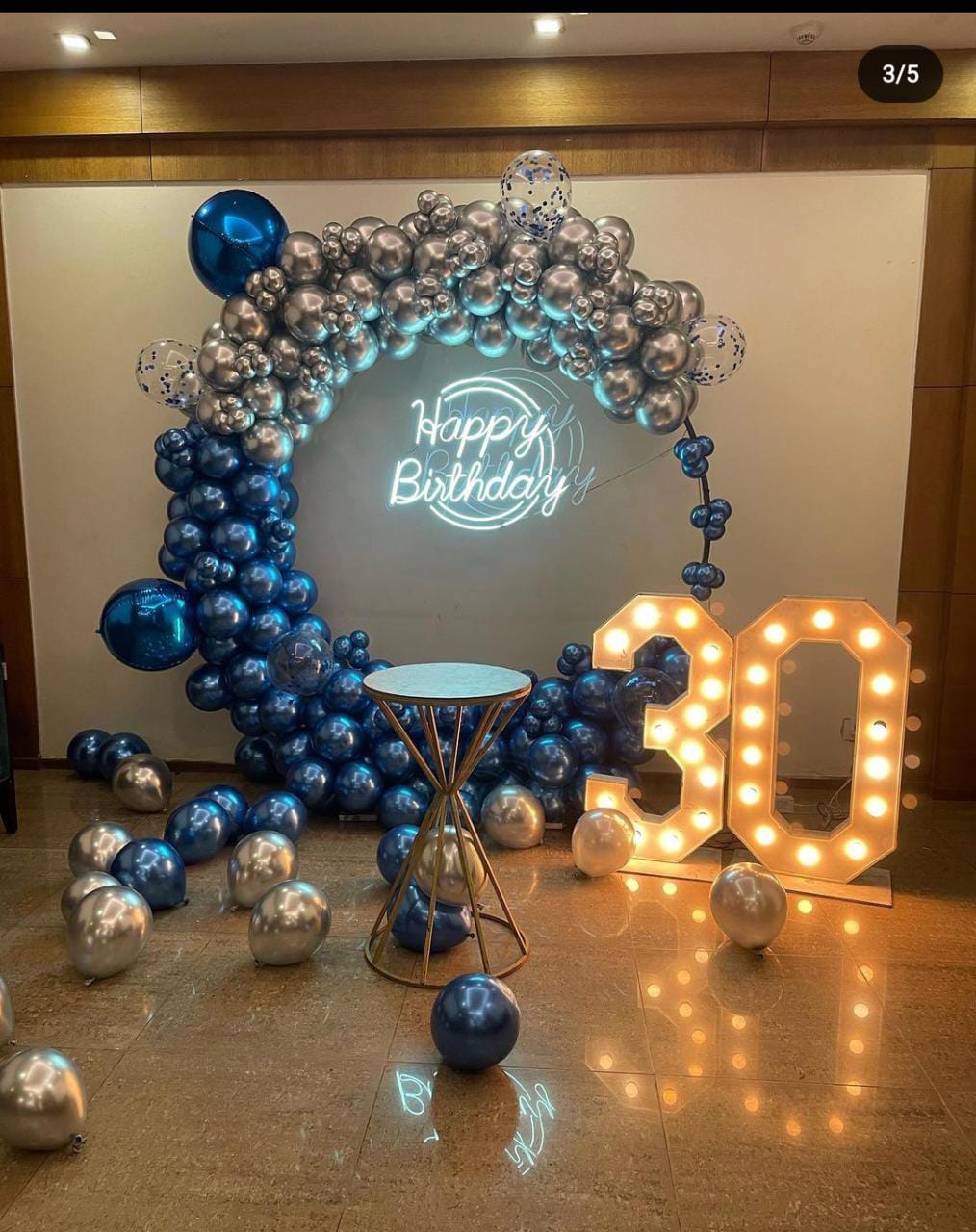 Blue and Silver Theme Occasion Ring Balloon Decoration at Home ...