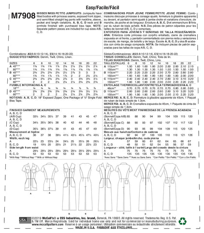 McCall's Pattern: M7908 Misses' / Miss Petite Jumpsuits – WeaverDee.com