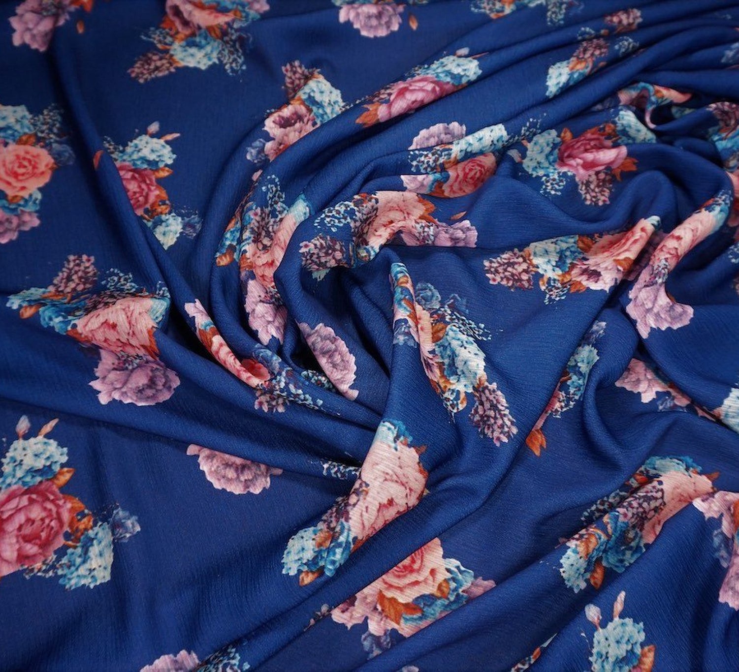 Scented Crinkle Georgette Royal Blue Fabric – WeaverDee.com