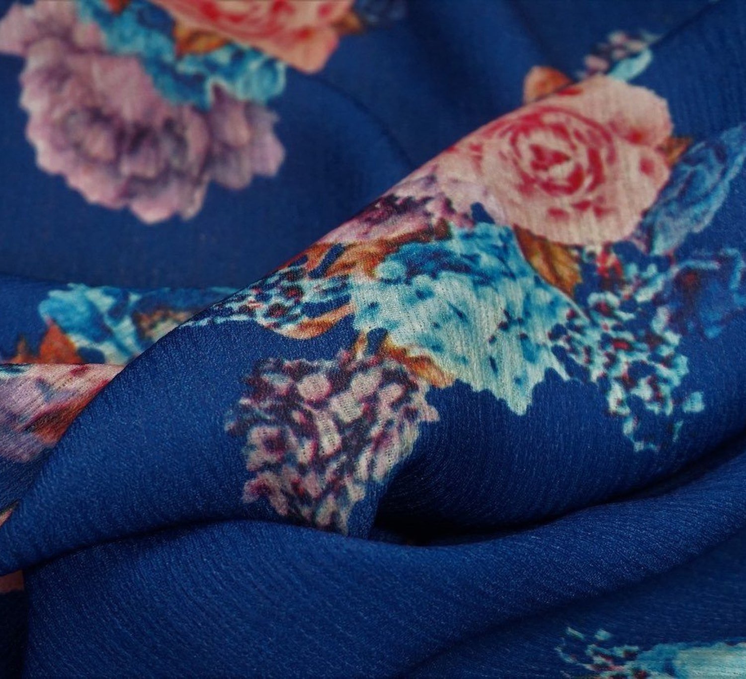 Scented Crinkle Georgette Royal Blue Fabric – WeaverDee.com