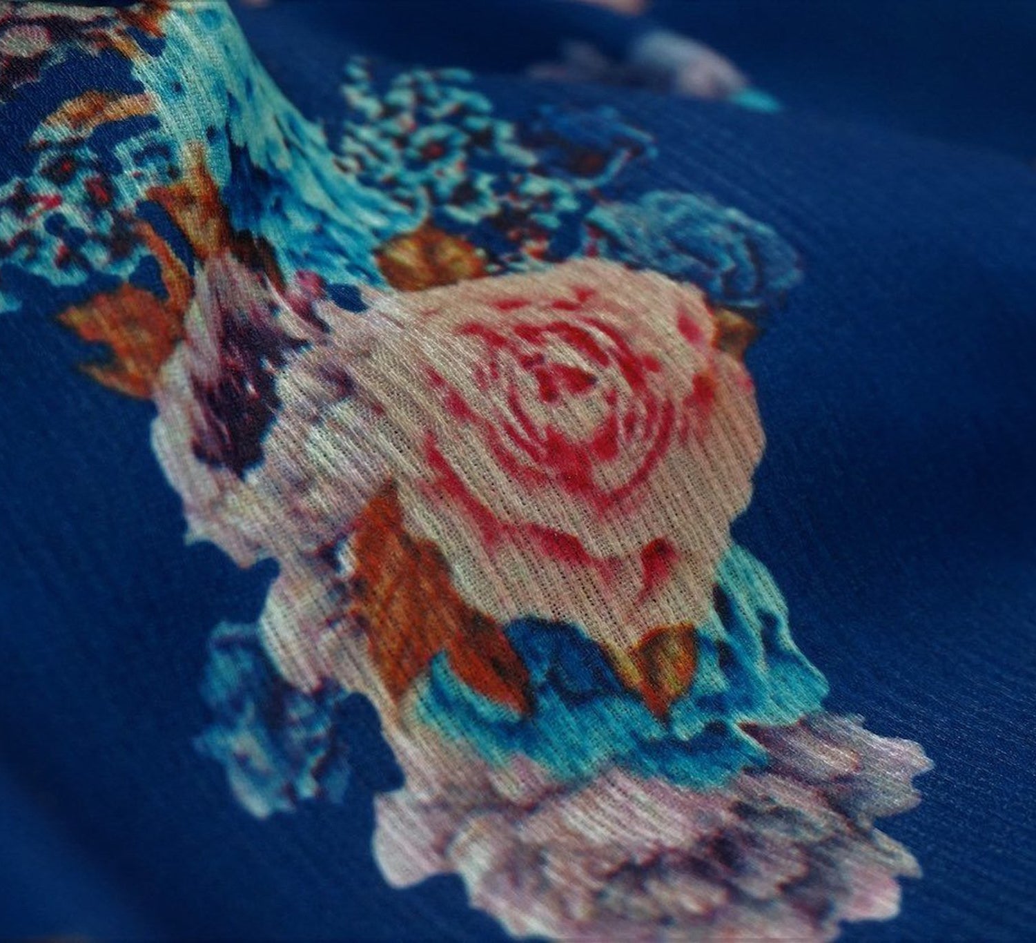 Scented Crinkle Georgette Royal Blue Fabric – WeaverDee.com