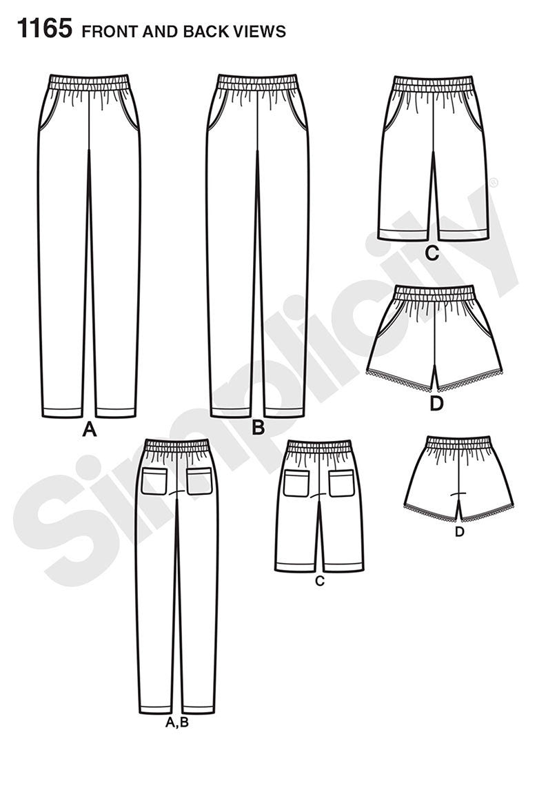 Simplicity Pattern: S1165 Misses' Pull-on Pants, Long or Short Shorts ...