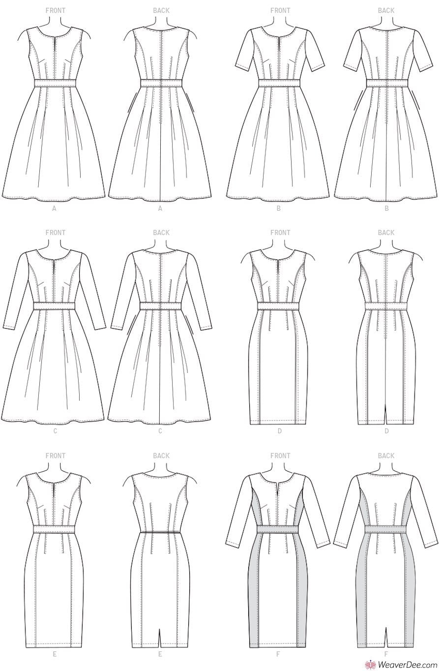 Vogue Pattern V1737 Misses' Fit-And-Flare Dresses with Waistband & Poc ...