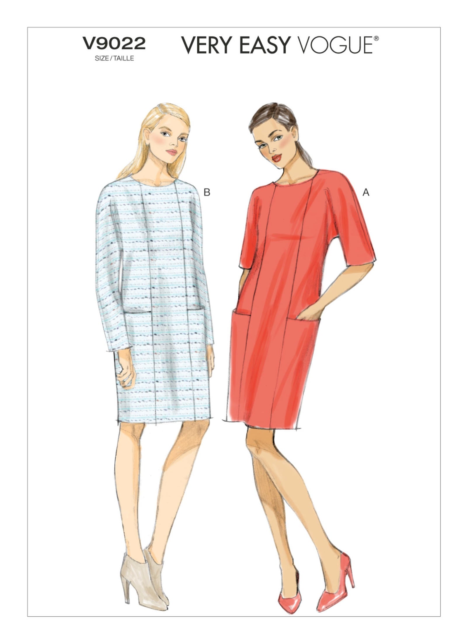 Vogue Pattern V9022 Misses' Dolman Sleeve Dresses VERY EASY