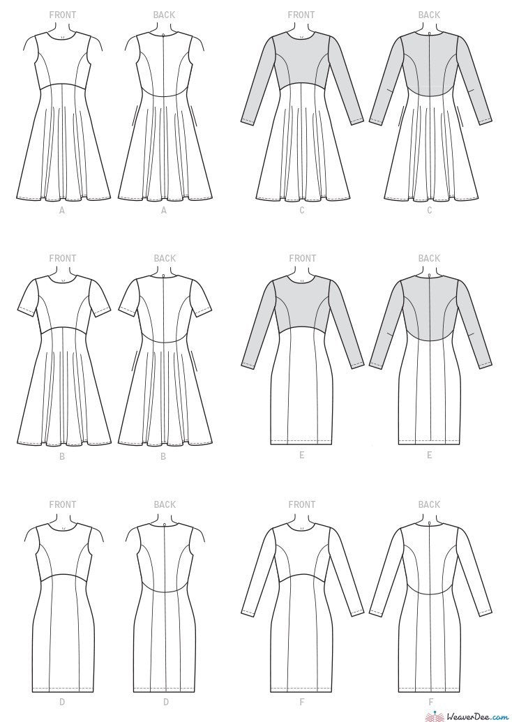 Vogue Pattern: V9202 Misses' Dresses with Flared or Straight Skirt ...