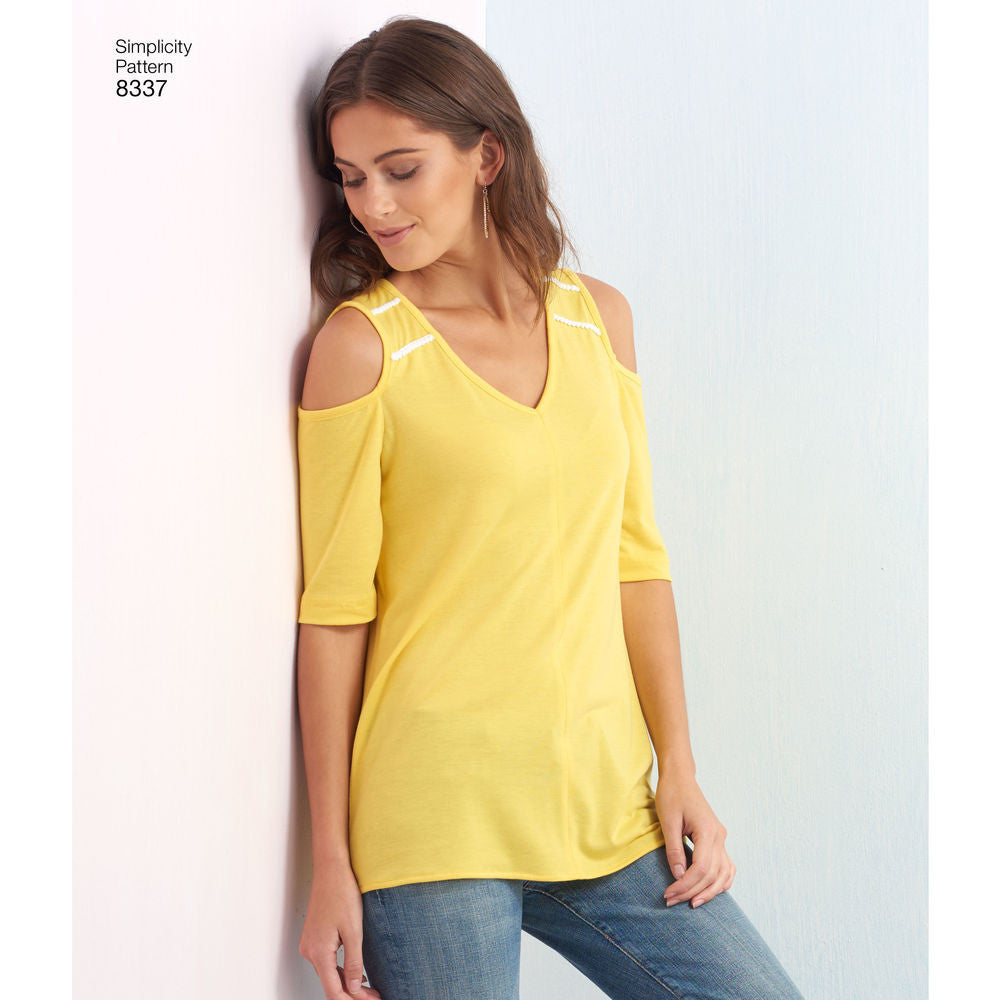 Simplicity Pattern S8337 Misses Knit Tops With Bodice And Sleeve Variations 