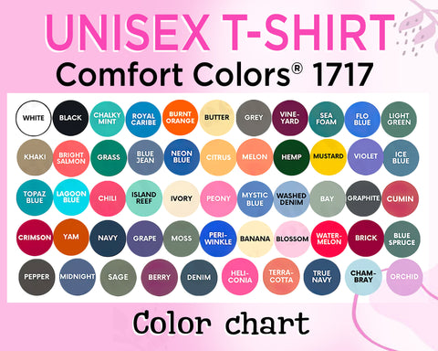 Apparel Options and Color Charts – Vinyl Everything