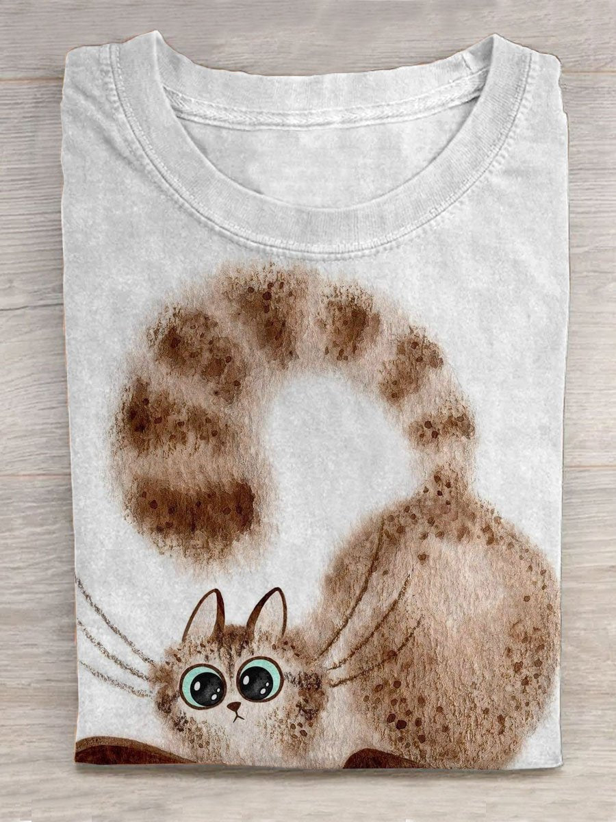 Women's Funny Cat Print T-shirt - Loickc product image