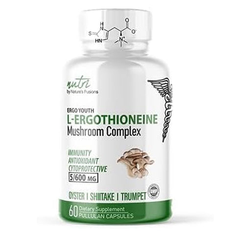 Bottle of Nature's Fusions: Ergothioneine Supplements with Organic Mushroom Complex