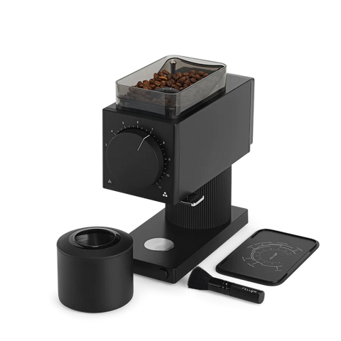 Fellow Ode Brew Gen 2 Electric Coffee Grinder Matte Black Accessories Oblique View