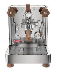 Lelit Bianca Silver with Walnut Trim Front View