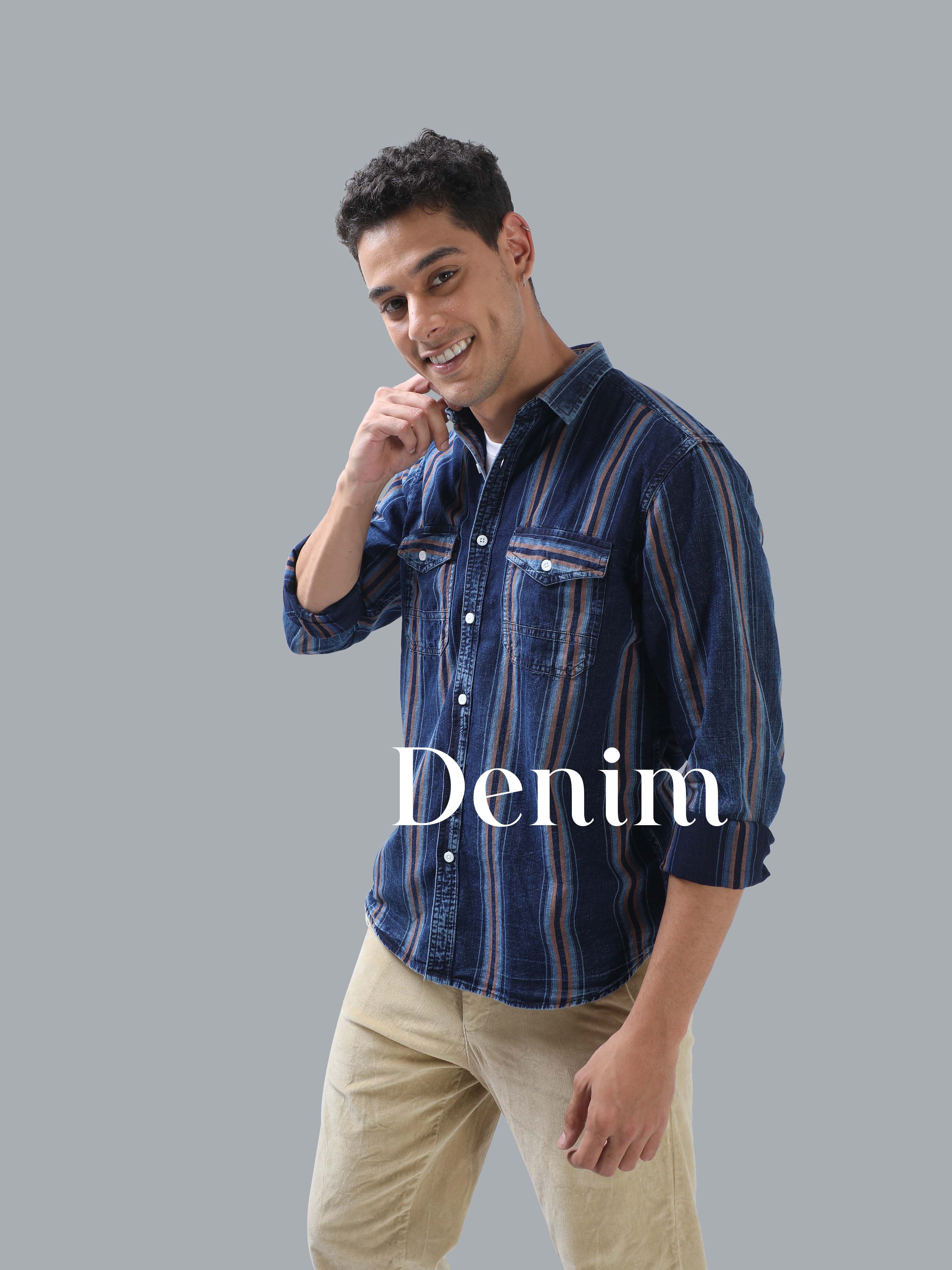 Plain Men Fitted Denim Shirt at Rs 250 in Surat | ID: 17935242448