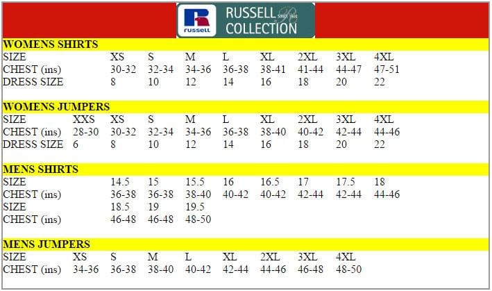 Size Guide – Russell Athletic Australia