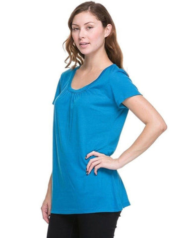 Purple Kelly Green Pleated Neck Tee Top Blouse Shirt Plus Size – belles ...