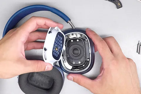 Detaching speaker housing and clearing adhesive.