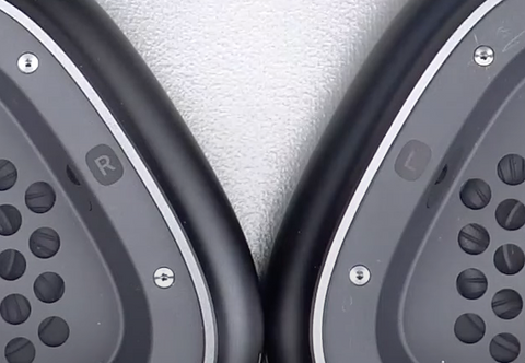 Reference the "L" and "R" inside of the AirPods Max headphones