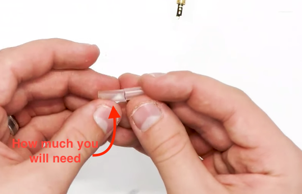 Cutting the clear plastic shrink tube in half