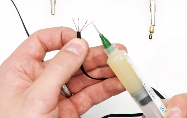 Applying flux to the small wires individually