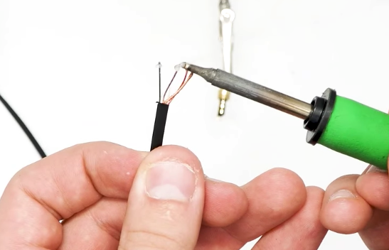 Applying solder to the small wires 