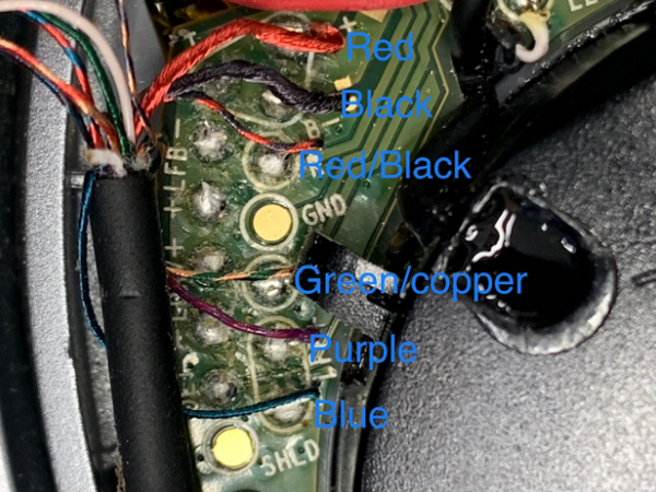 Schematic for the first row of wires to solder