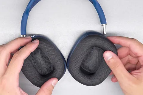 Installing earpad on magnetic mount.