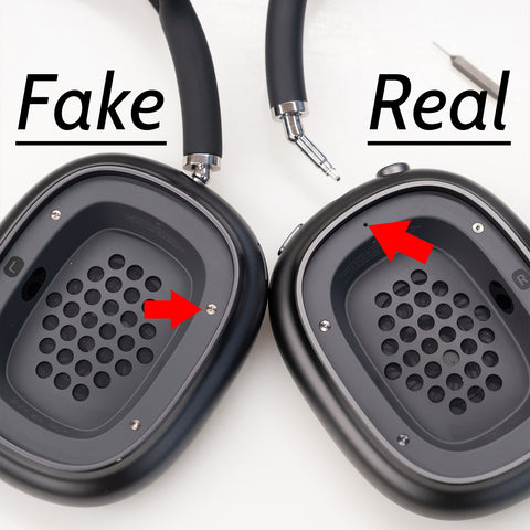 Fake vs real Apple AirPods Max speaker cup