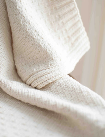 natural handknit cotton baby blanket