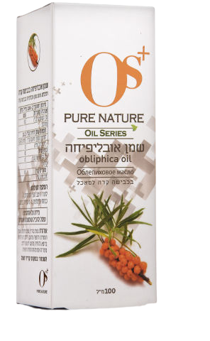 שמן אובליפיחה מבית המותג OS+ בסדרת PURE NATURE, באריזת קופסה טבעית.