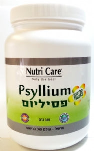 אבקת פסיליום של Nutri Care במשקל 340 גרם, תוסף סיבי תזונה.