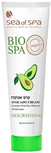 קרם אבוקדו של Sea Of Spa, מוצר טיפוח עור המעניק לחות לעור יבש, מתאים לשימוש בספא ובבית.