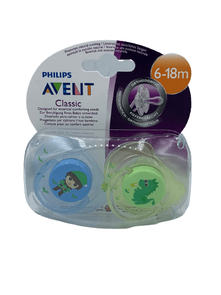 שפתיים אורטודונטיות לתינוקות Philips Avent, גיל 6-18 חודשים, בעיצוב דינוזואר עם גרפיקות צבעוניות, תומכות בבריאות הפה.