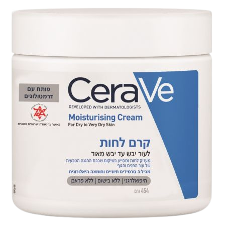 קרם לחות CeraVe לעור יבש מאוד, 454 גרם, פותח בשיתוף דרמטולוגים, ללא פרבנים, עם סרמידים וחומצה היאלורונית.