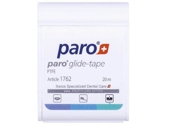 טייפ דנטלי paro glide-tape, עשוי PTFE, באורך 20 מטרים.