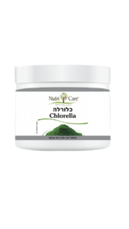 קופסה לבנה של תוסף תזונה 'כלורלה' ממותג Nutri Care.