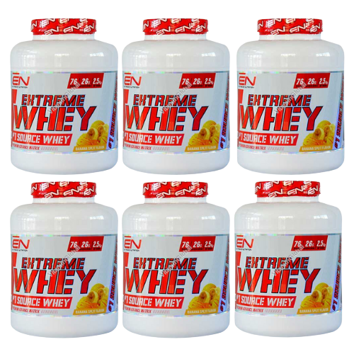 אבקת חלבון Extreme Whey מבית EN, בטעם בננה, מכילה 76% חלבון.