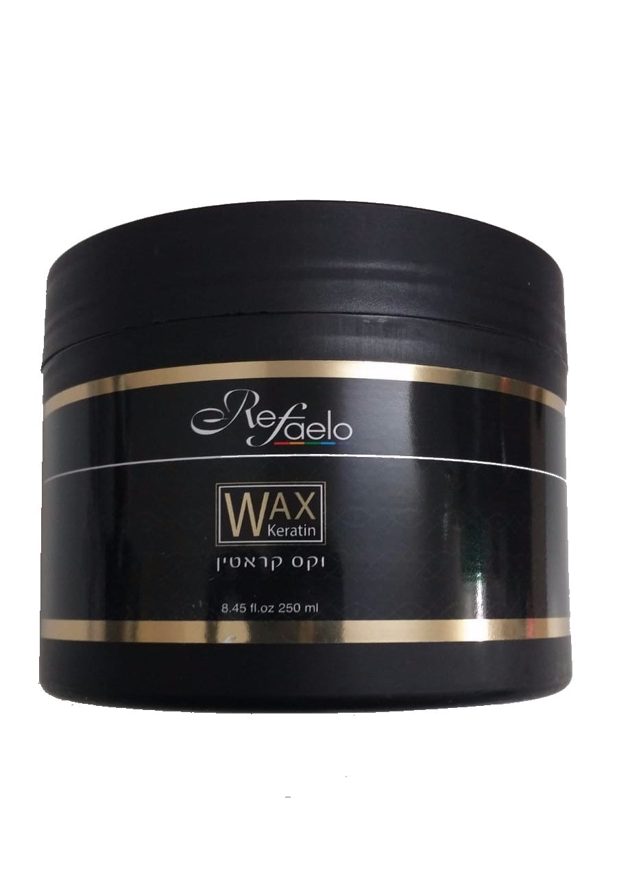 קופסה של מוצר טיפוח לשיער Wax Keratin מבית Refaelo, במשקל 250 מ