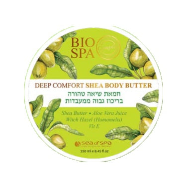 חמאת גוף DEEP COMFORT SHEA BODY BUTTER של המותג SEA OF SPA. המוצר מכיל 250 מ