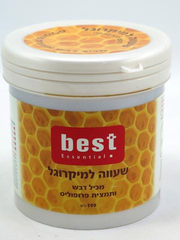 קרם או שיקוי בשם 'שיעור למיקורגל' מבית המותג BEST, ארוז בקופסה עגולה מפלסטיק עם מכסה לבן. התכולה היא 500 מ