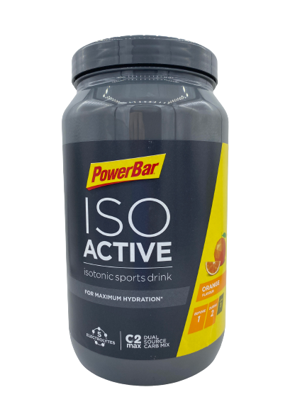 מיכל משקה איזוטוני לספורט ISO ACTIVE מבית PowerBar, בטעם תפוז.