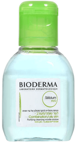 מיצלים לניקוי פנים לעור מעורב ושמן מבית Bioderma, בבקבוק פלסטי שקוף עם מכסה ירוק, 100 מ