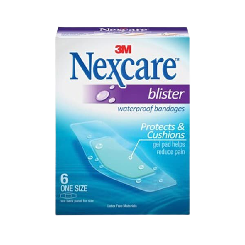 פלסטרים לשלפוחיות Nexcare, עמידים במים, כוללים כרית ג'ל להקלת כאב וריפוד, 6 יחידות בקופסה.