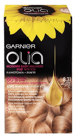 Garnier Olia צבע לשיער קבוע בגוון 8.31 - בלונד זהוב אפור.