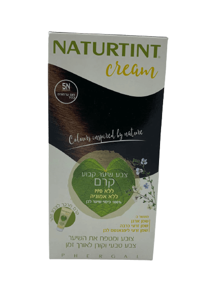 צבע שיער NATURTINT 5N, חום כהה טבעי, קרם, 100% טבעי, ללא PPD ואמוניה, עם שמנים טבעיים לשיער בריא.