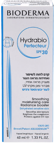 קרם לחות Bioderma Hydrabio Perfecteur עם SPF 30, מתאים לעור רגיש, מעניק לחות וזוהר, בנפח 40 מ