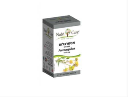 קופסה של תוסף תזונה אסטרגלוס של Nutri Care, מכילה 60 טבליות